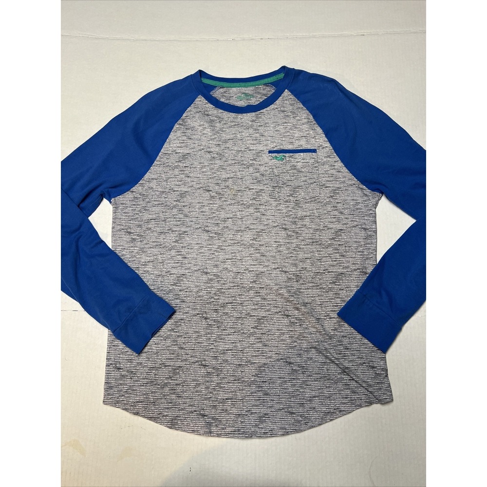 Vintage Hollister Pocket Tee Shirt Men's Size Small Gray Blue Sleeves Green Logo